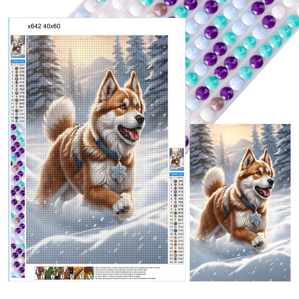 5D DIY Full Round Drill Diamond Painting Animals In Snow Kit Home Decoration