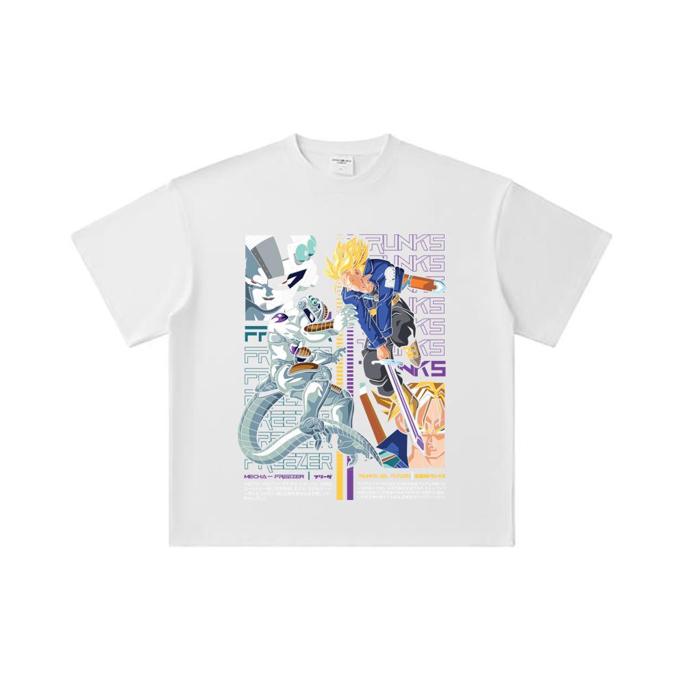 260 GSM Double Yarn 32 Count 100% Cotton Dragon Ball V50 Trunks Freeza Print Unisex Heavy Cotton T Shirt