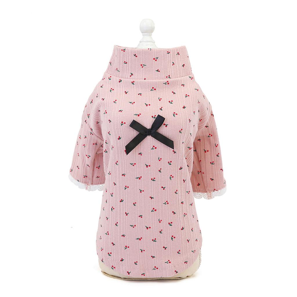 Pet clothes and winter dog clothes bow bottoming shirt