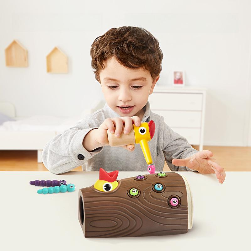 Montessori Wooden Woodpecker Insect Game Educational Toy for Early Childhood Development