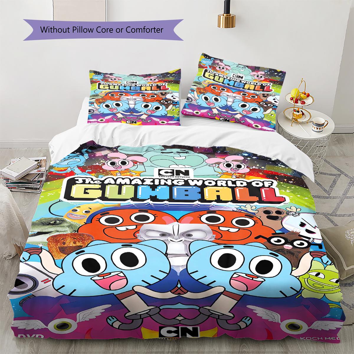 

Gumball Amazing World Pattern Bedding Quilt Set Quilt Cover Pillowcase Home Decoration Gift (1 * duvet cover + 2 * pillowcase, without core) 135x200cm