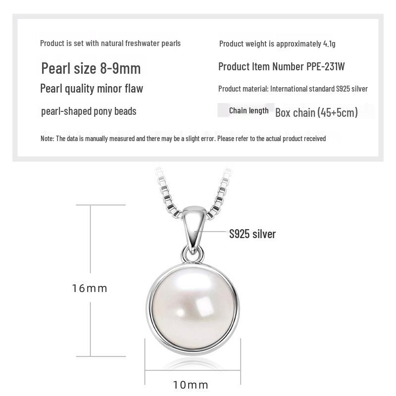 Freshwater Pearl & Diamond-Set Silver Pendant Necklace for Women