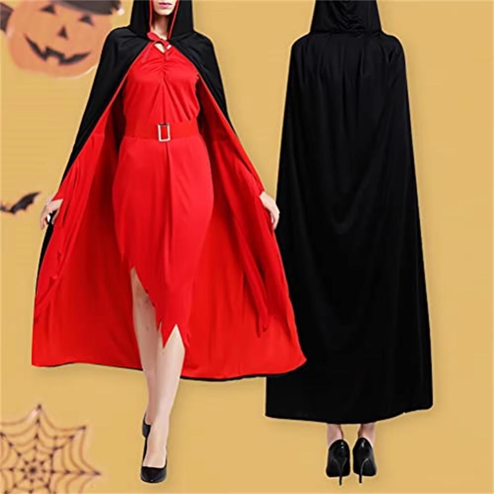 Cape Stand Collar Cap Reversible Black Red Cape Adult Kids Vampire Cape Halloween Party Cosplay Costume Men Women Clothes