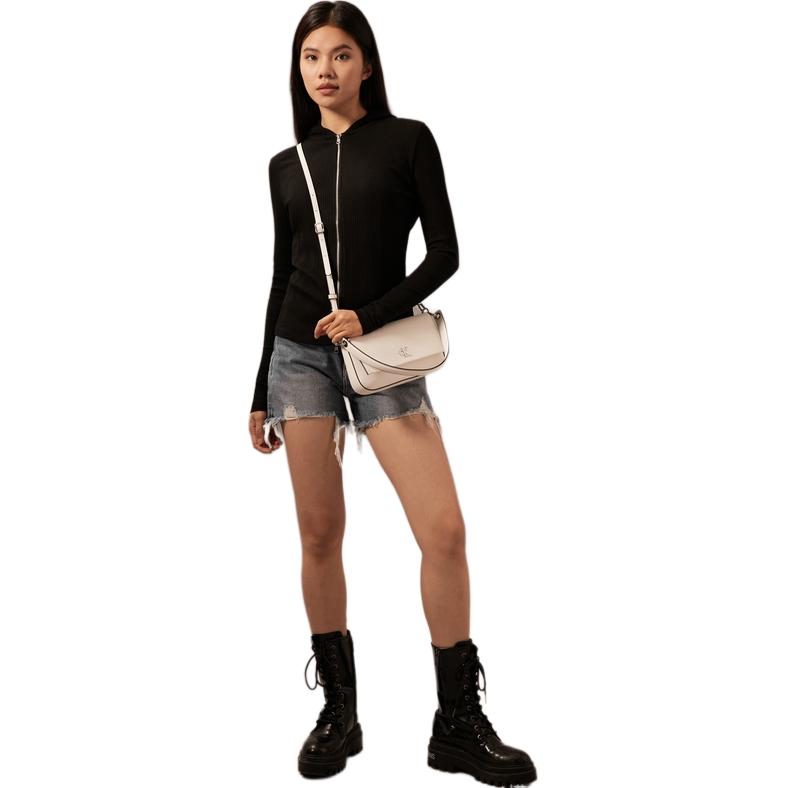 Calvin Klein Minimalistischer bestickter lässiger Pendler-Hoodie mit Reißverschluss Strickpullover Damenpullover Space-Black J223550