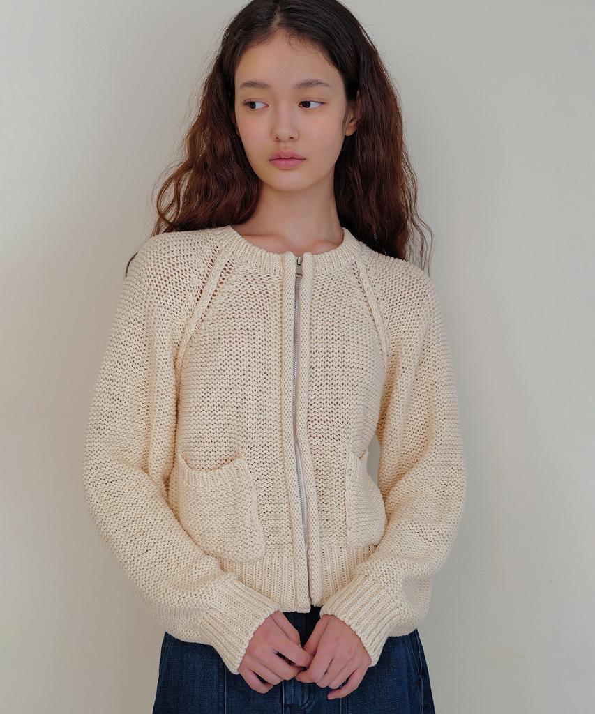 ANDNEEDS Birkin Zip-Up Knit (Ivory)