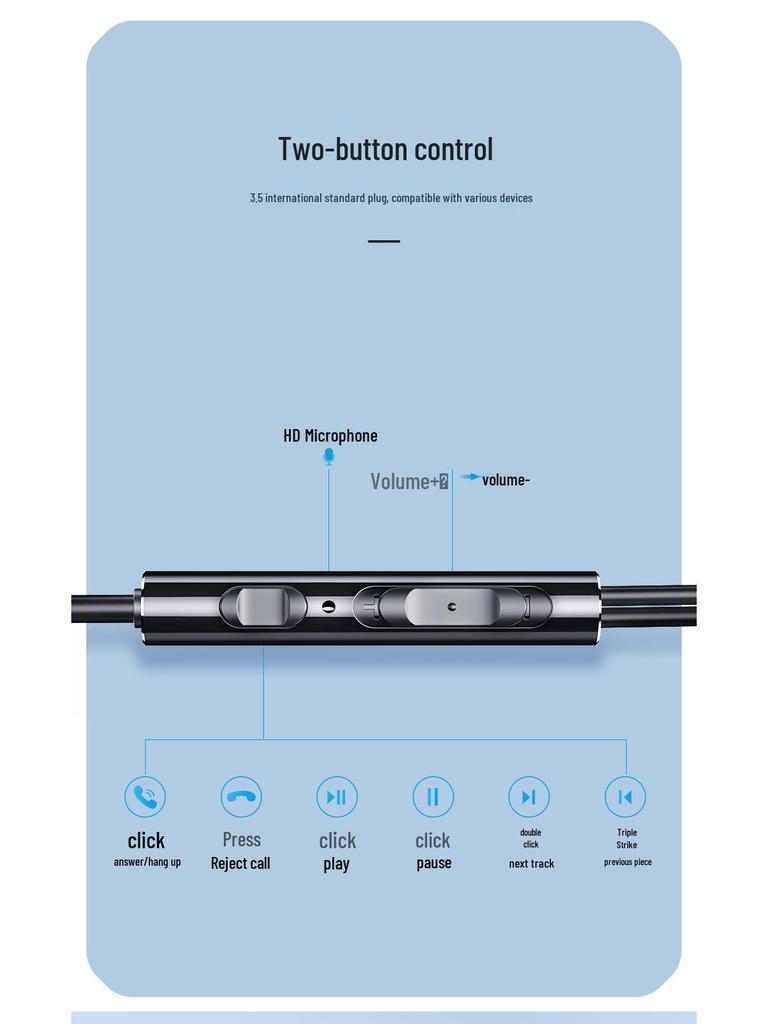 In-Ear Gaming Headset with 3.5mm Jack for Apple and Android, Wired Sports Earbuds