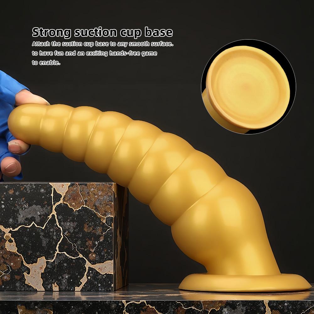 Golden Silicone Pointed  Oversized Anal Plug Suction Cup  Anal Sex Product  Erotic Chrysanthemum Extra Large and Thick