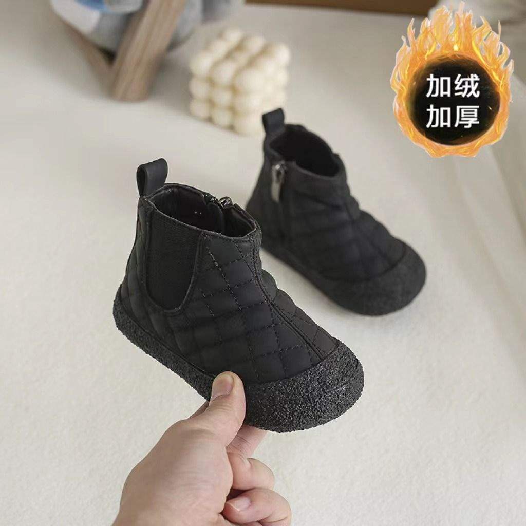 

Туфли для девочки осень и зима бархатные короткие ботинки детские ботинки Мартин мягкая подошва обувь для малышей обувь для годовалых детей для мальчиков c Inner length 13.5cm 19 yards