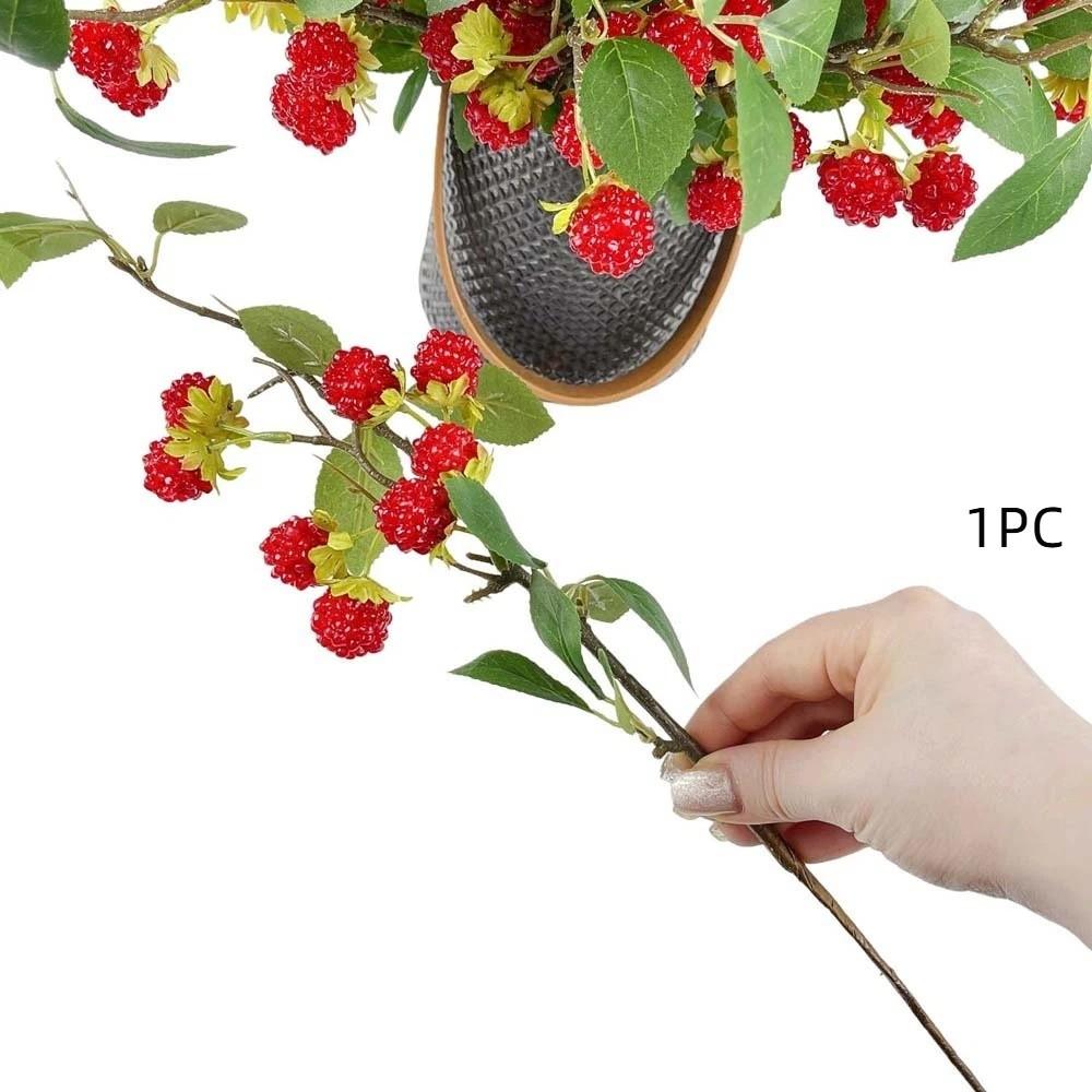 

Luxury Artificial Raspberry Branch Faux Red Raspberry Fake Plants For Home Garden Decor 1PC Light Red 38cm