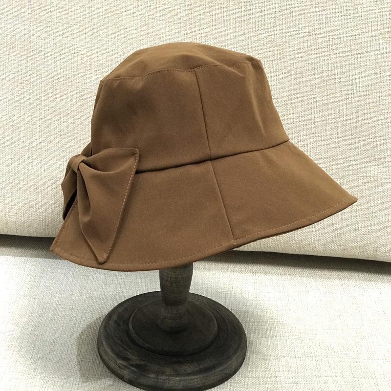 Fabric Bucket Hat Female Versatile Japanese Literary Girl Spring And Summer Visor Split Fork Bow Hat Tide