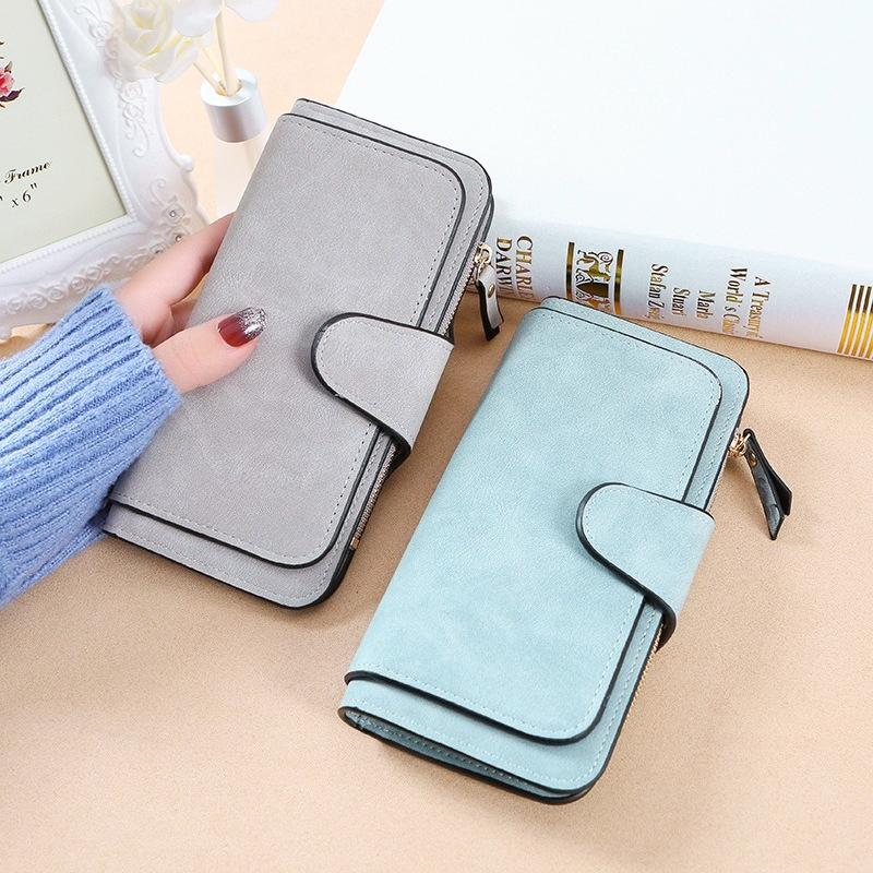 Women's Wallet Fashion Women's Bag Multi-card Position Women's Wallet Frosted Two-color Fabric
