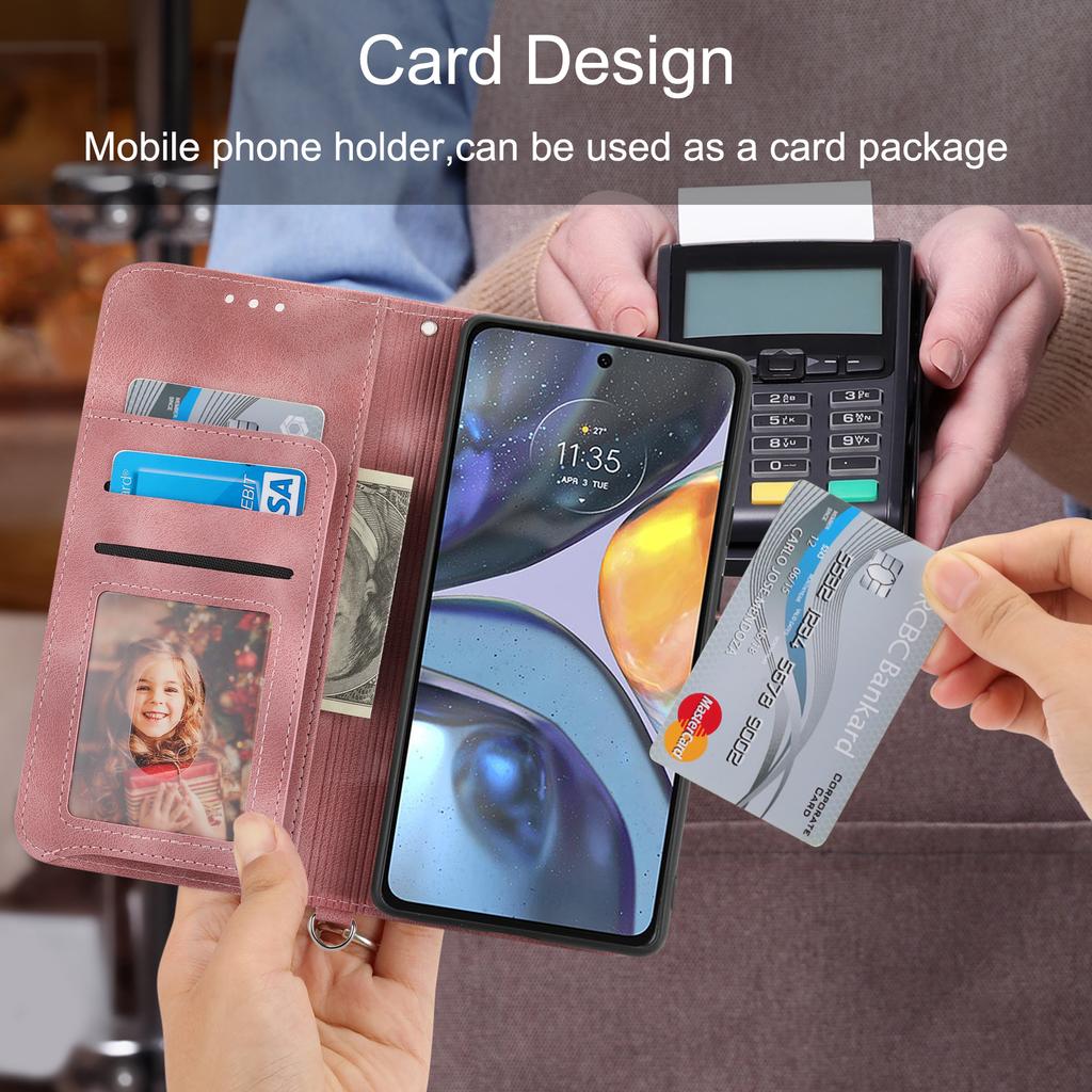 Skin-touch Leather Phone Case for Motorola Moto G Play (2023) 4G Imprinted Flower Wallet Stand Cover with Strap