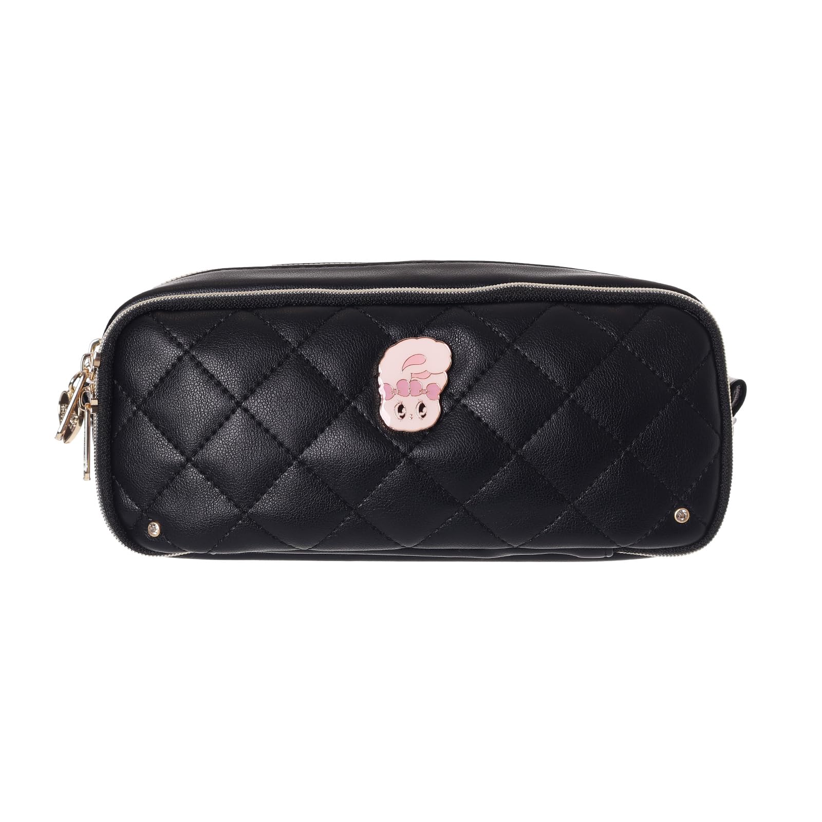 

Z25321 Esther Bunny Quilted Synthetic Leather Multi-Purpose Pen Pouch, Available in Black and Pink (Japan Domestic Market)