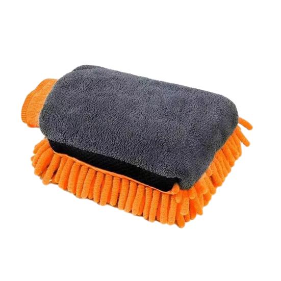 1 Stück Chenille-Auto-Waschhandschuh, dicker Plüsch, doppelseitiger Mikrofaserhandschuh für kratzfreie Reinigung, wasserdichtes Handpolster für Autodetailing