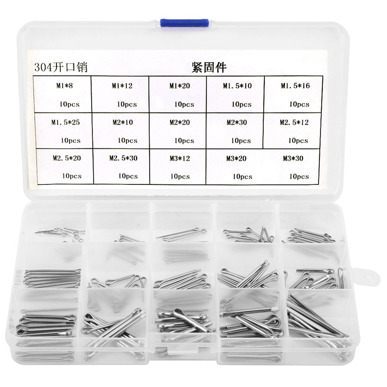 Stainless Steel Split Cotter Pins, 150pcs 15 Kinds  Stainless Steel Split Cotter Pin Portable Assortment Kit for Automotive, Mechanics,, Cotter Pins