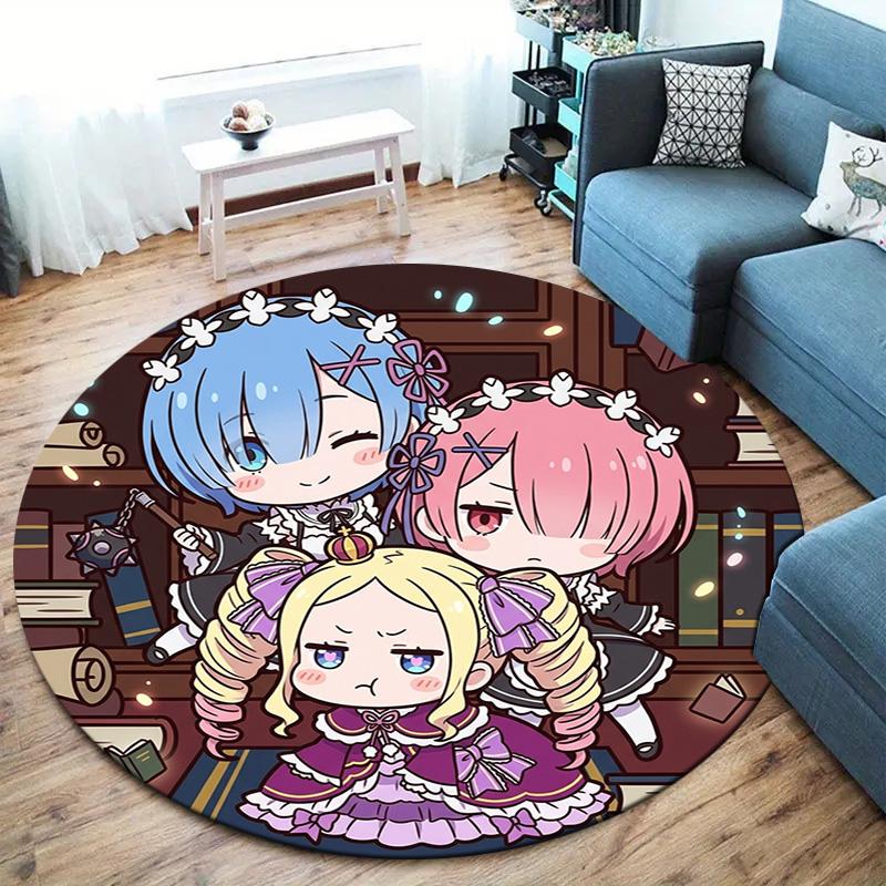 Re Zero Round Area Rug Carpet Rug For Living Room Bedroom Sofa Playroom Decor Nonslip Floor Mat