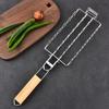 Collapsible Handle Sausage Grilling Clip Rust-proof BBQ Grill Basket  Vegetable