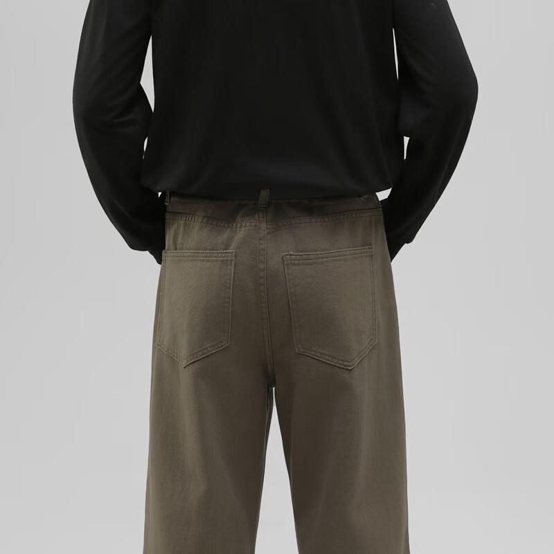 Pánské těžké 100% bavlněné prané kalhoty volného střihu s rovnými nohavicemi