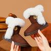 New Children's Snow Boots, Cotton Shoes for Boys and Girls, Soft-soled, Non-slip, Warm, Fleece-lined, Thickened Cotton Boots with Buckle