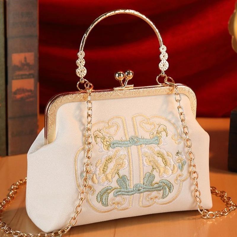 Embroidered Women's Bags Small Square Bags Bridesmaids Buckle Handbags Suya Niche Hanfu Cheongsam Bride