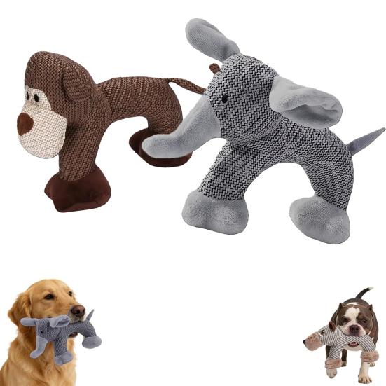 2 Stück Plüsch Hund Kauspielzeug Quietschende Stofftiere Hundespielzeug Leinenstoff Niedliches Tier Welpen Zahnungsspielzeug für Alle Rassen Zerrspiel Hol- und Bringspiel