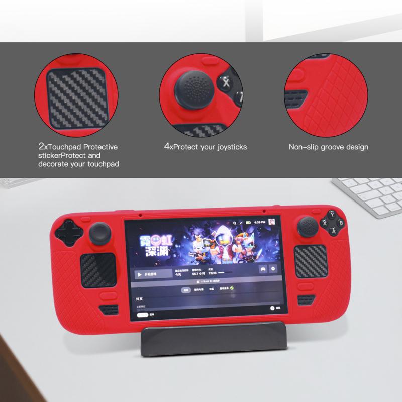 Silicone Case Kit Non-slip Protective Cover With Rocker Cap Touchpad Sticker Compatible For Steam
