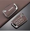 Valve Stems Caps For VOLKSWAGEN VW TPU Leather Car Remote Key Case Fob Cover Holder Shell For VW Volkswagen Golf 7 MK7 Tiguan MK QQ8