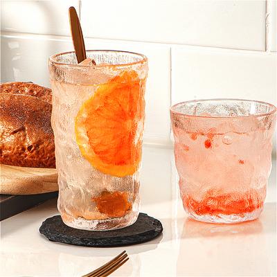 280ml/330ml Glacier Pattern Water Bottle Creative Cocktail Glass Beverage Mug Ins Style Iced Coffee Cup Suitable for Gift Giving
