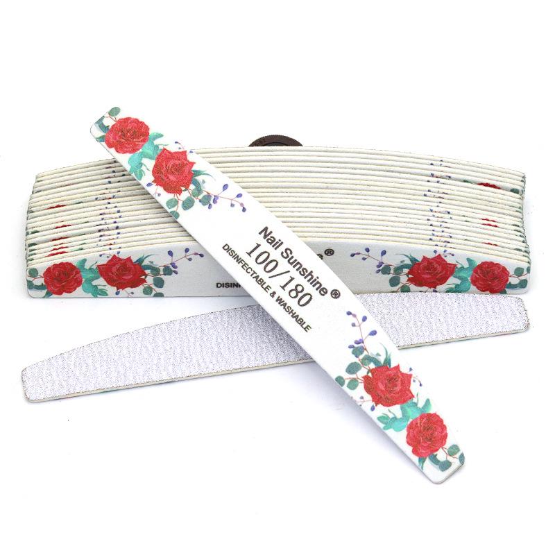 Rose Series Double-Sided Thin Wooden Nail File - Washable Polishing & Sanding Strip
