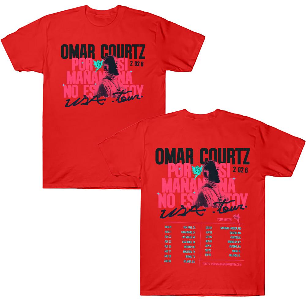 

Omar Courtz Por Si Mañana No Estoy 2026 Tour T Shirts Hip Hop Style Graphic Tee Women Men Casual Cotton Loose Short Sleeve Tees XXL червоний
