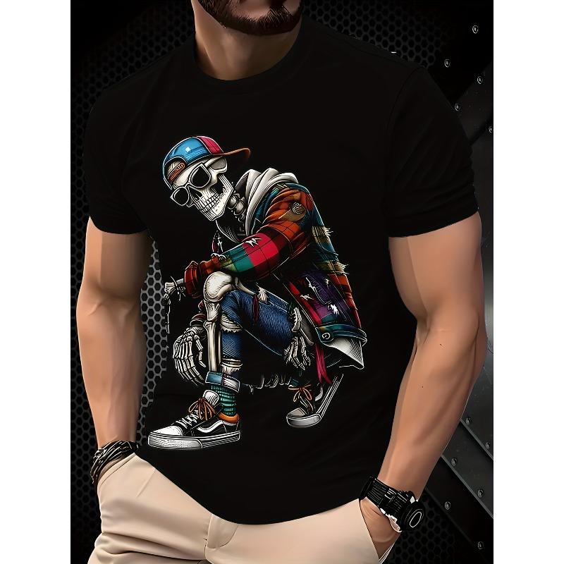 European Sizes Men's 3D Print Fashion T-Shirt - Casual, Machine Washable, Round Neck, Non-Transparent - Perfect for Summer