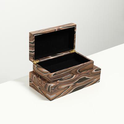 Wood Grain Jewelry Box Rectangular Storage Box Abstract Art Jewelry Plate Desktop Storage Container Home Decoration Accessories