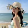 Bowknot Wide Brim Sun Hat Breathable Fisherman Sunshade Cap Fashion Lace Streamers Straw Hat  Girls