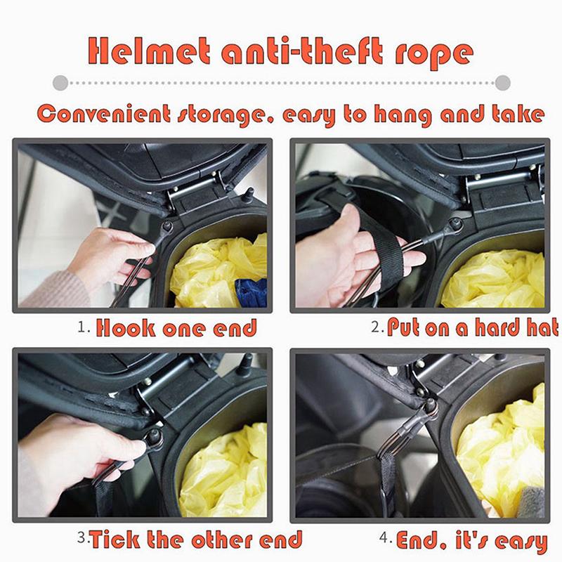 Anti-Theft Reminder Rope Motorcycle Bicycle Full Helmet Storage Wire Rope Helmet Luggage Anti-Theft Rope Outdoor Sports Use
