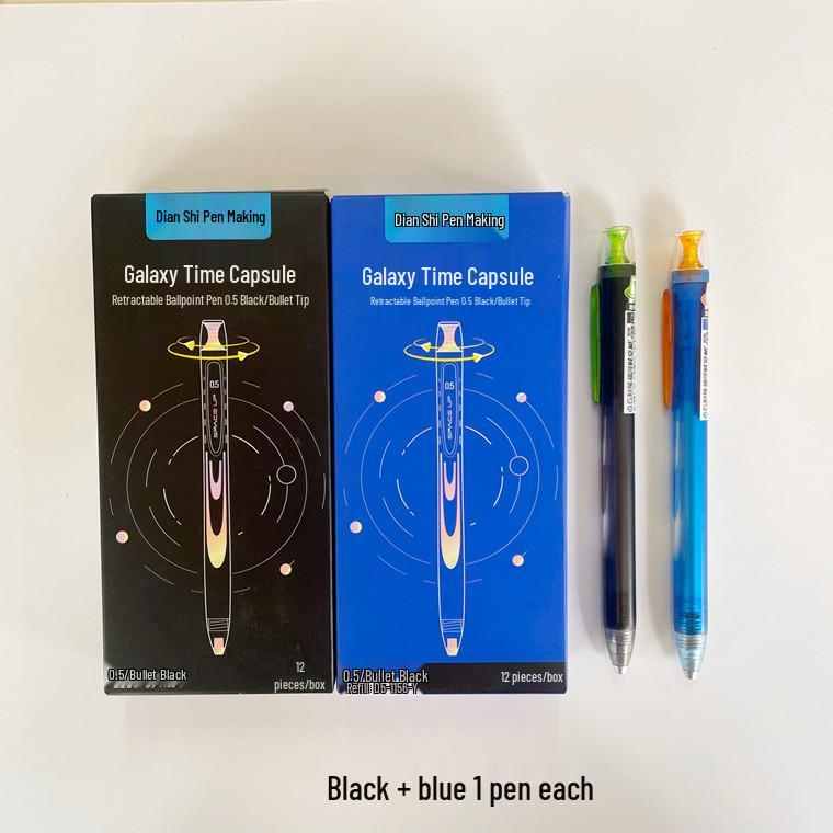 Galaxy Time and Space Capsule Rotating Pen - Quick-Dry, Silent, Large Capacity Black Signature Pen.