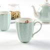 Bone China Coffee Mugs with Gold Rim, 450ml Floral Teacups for Women Gifts