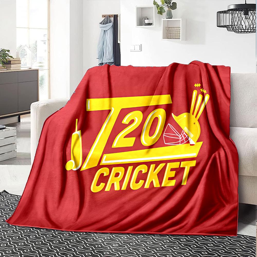 1pc Blanket - T20 Cricket Print Design,Lightweight Blanket for Sofa,Bed- Soft &Warm,Gift for All Seasons