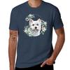 West Highland White Terrier Dog In A Floral Gold Wreath Frame Tshirt Worker Basic Short Sleeve Tee
