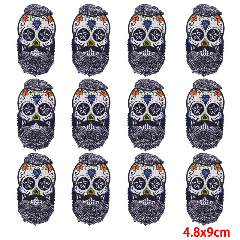 10Pcs/Lot Skull Punk Patches For Clothing Hip Hop Iron On Patches For Clothes Patch Thermoadhesive Embroidery Fusible Patch DIY