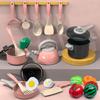 Play House Toys Induction Cooker Kitchen Playset with Realistic Cooking Sounds Cookware Cutlery Food Set for Kids Toddlers 3+ Educational Gift
