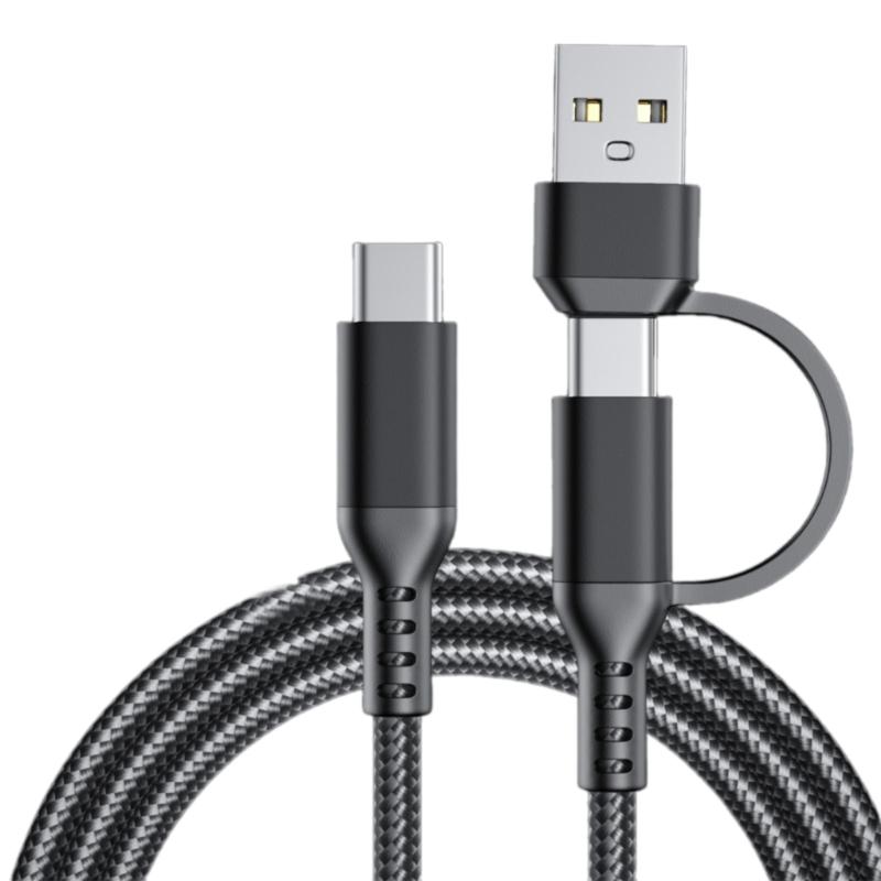 

Плетеный нейлоновый USB C кабель для передачи данных, кабель для быстрой зарядки 60 Вт, совместим с устройствами Type C, 100 см чёрный