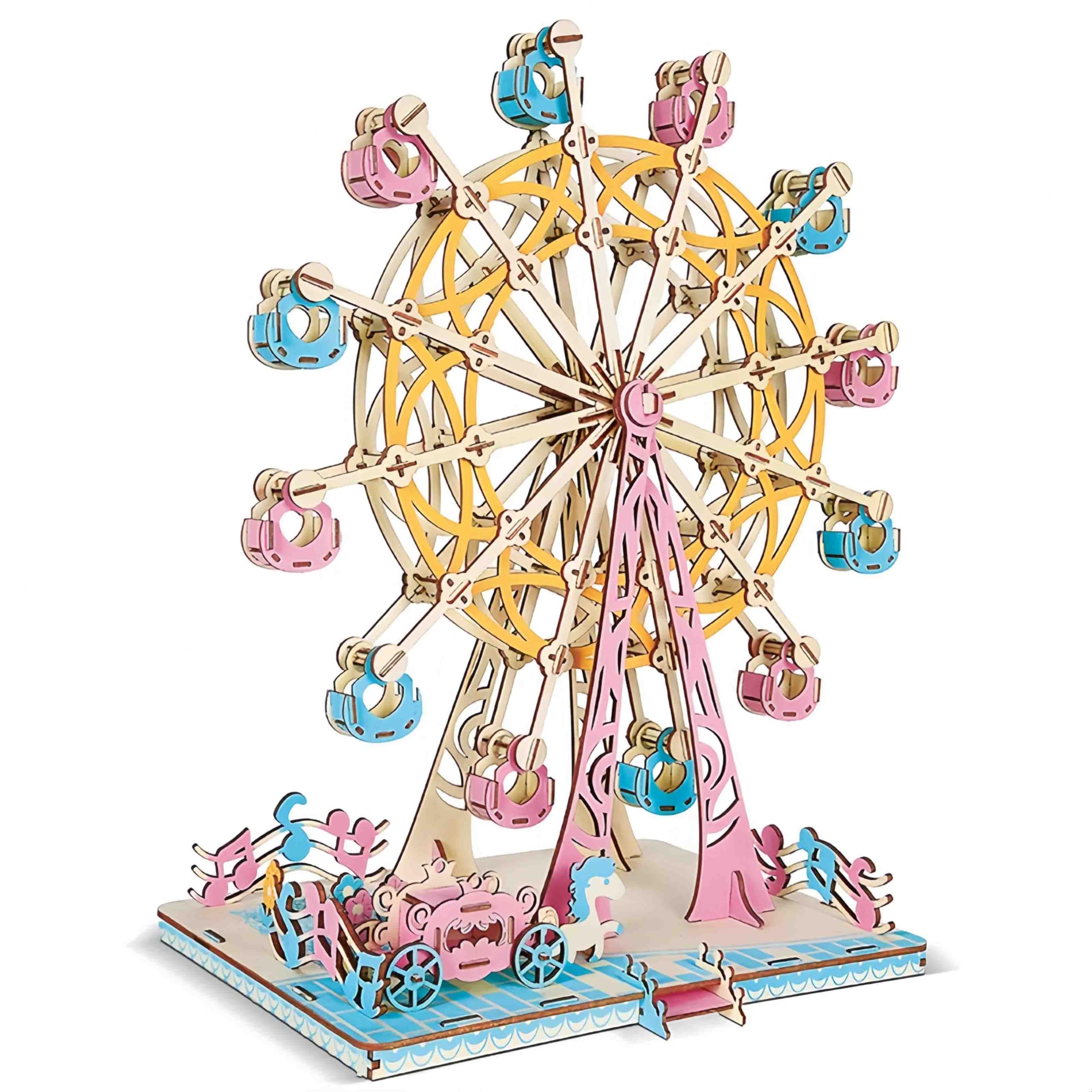 

Uruoi Carry Ferris Wheel 3D Puzzle, Wooden Puzzle, Colorful Wooden Puzzle, Assembly Kit for Adults, Wooden Puzzle, Model Kit, Interior Model,