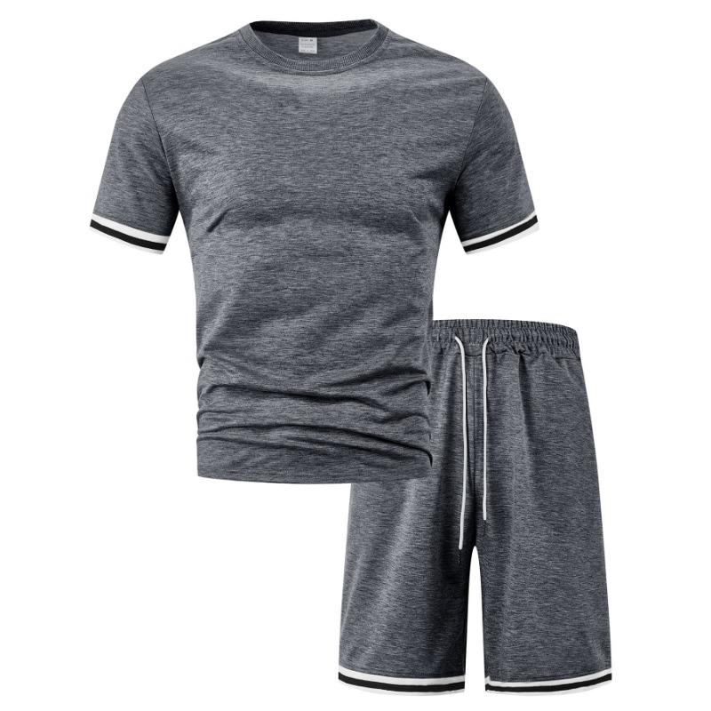 Summer Men's Fashion Loose Suit Short Sleeve Sports Casual Round Neck Two-piece Set Conjuntos Hombre