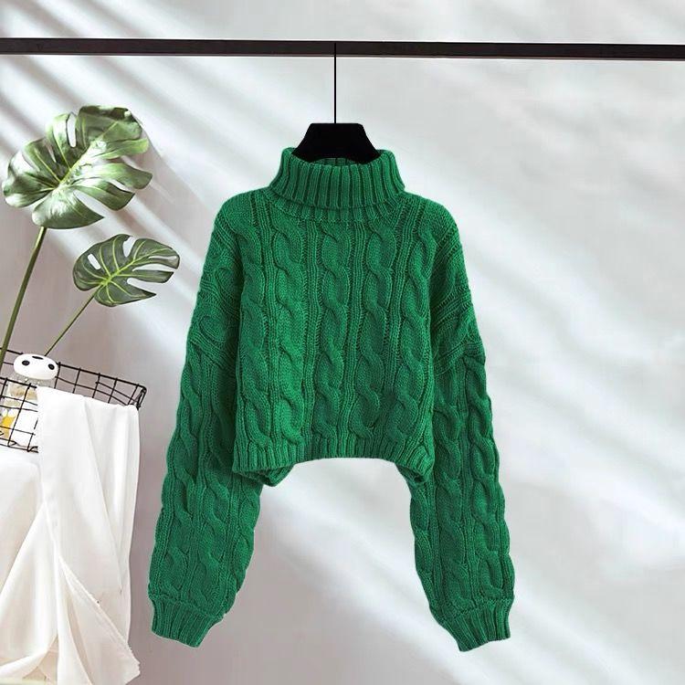 High Neck Pullover Sweater for Women In Autumn and Winter Loose and Thick Knit Outerwear