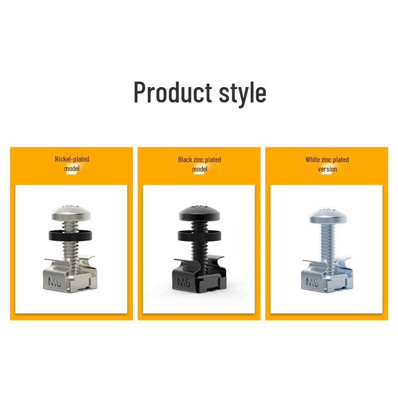 M6 Galvanized Cross Machine Screws with Cage Nuts for Server Racks and Chassis