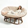 Leaf Embossed Oval Lounge Sofa Slipcover Mamasan Chair Cushion Cover  For Rattan Furniture
