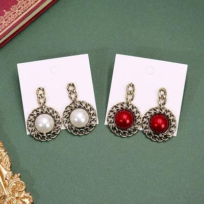 Vintage geometrické náušnice puzety starožitné vintage pocit chladného kovu perla dámské náušnice s osobností náušnice