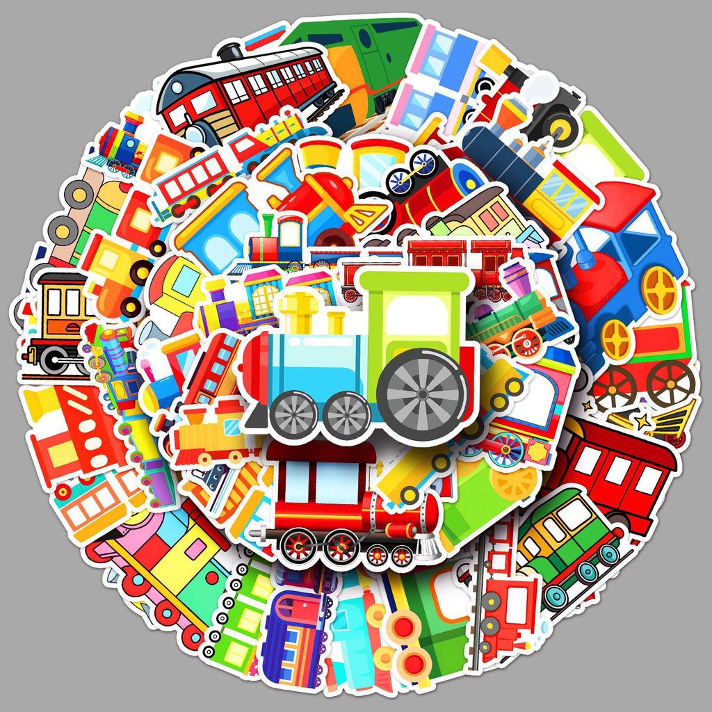 50 Waterproof Little Train Stickers for Cars, Fridges, Water Bottles, Journals, and Notebooks