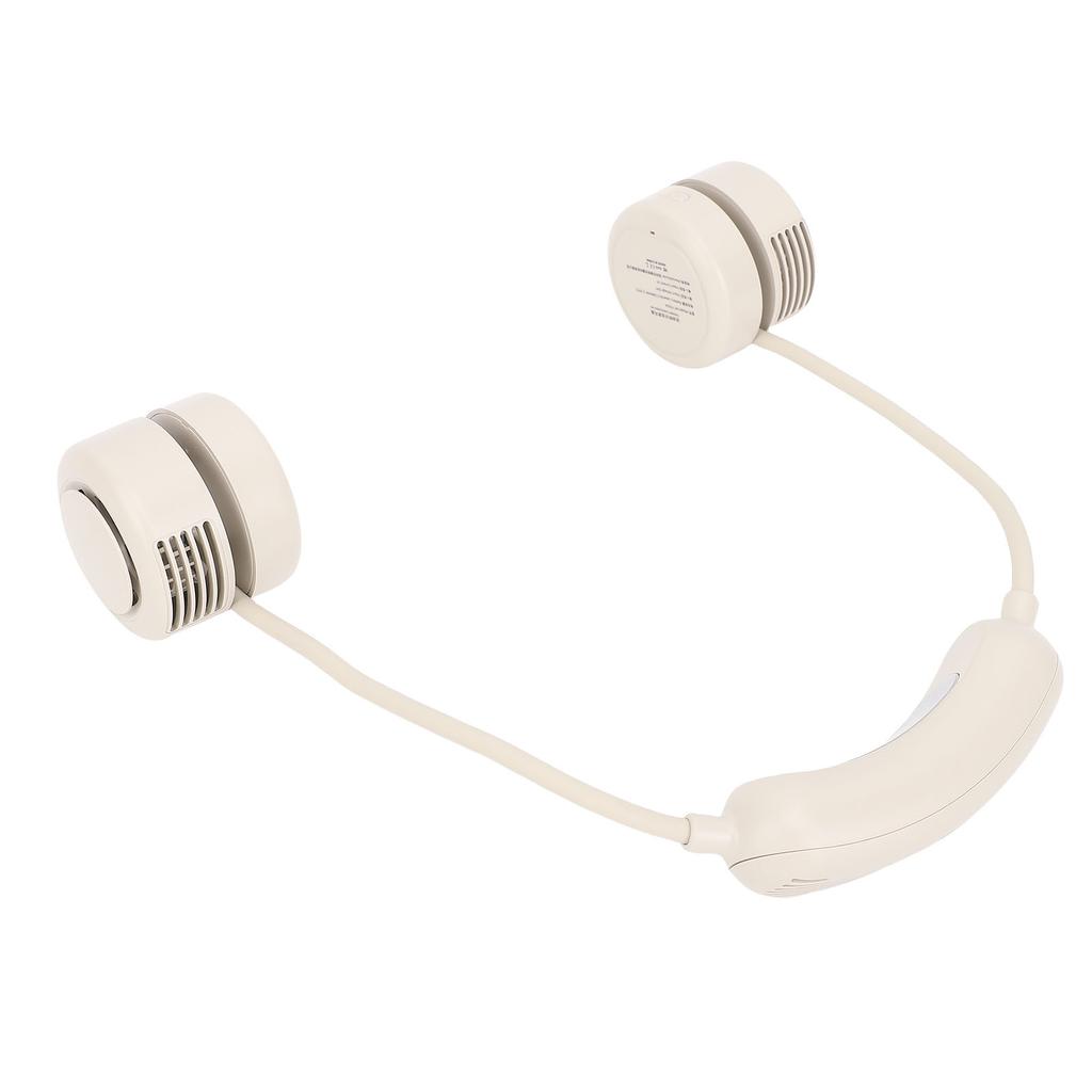 Neck Hanging Fan 3 Gears Adjustable Ergonomic Design Quiet Foldable Wearable Neck Fan for Beach Cycling Beige