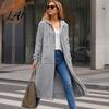 Women Long Jacket Hooded Jacket Fall Winter Zip-Up Hoodie Coat with Pockets Pockets Loose Casual Sleeves Tunic Sweatshirt Outerwear